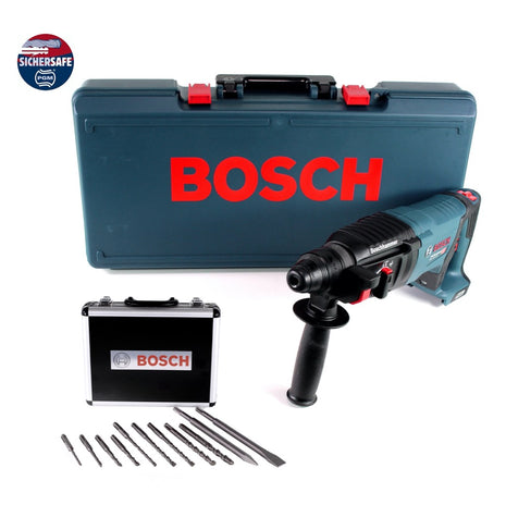 Bosch GBH Perceuse à percussion sans fil 18V-26 D Bulldog 18 V 2.5 J SDS plus brushless + Jeu de perceuses et burins - 11 pièces.Certifié PGM + Mallette - sans accessoires