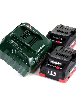 Martillo combinado a batería Metabo KHA 18 LTX 18 V 2,2 J SDS Plus + 2x baterías 4,0 Ah + cargador + juego de taladro y cincel 11 piezas certificado PGM + metaBOX.