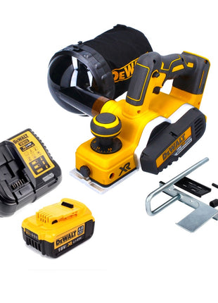 DeWalt DCP 580 M1 Akku Hobel 18 V 82 mm Brushless + Staubfangsack DWV 9390 + 1x Akku 4,0 Ah + Ladegerät