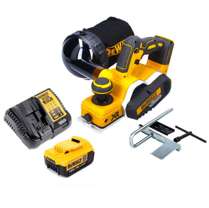 DeWalt DCP 580 M1 Akku Hobel 18 V 82 mm Brushless + Staubfangsack DWV 9390 + 1x Akku 4,0 Ah + Ladegerät