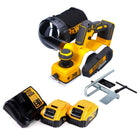 Raboteuse à batterie DeWalt DCP 580 P2 18 V 82 mm sans balais + sac à poussière DWV 9390 + 2x batteries 5,0 Ah + chargeur