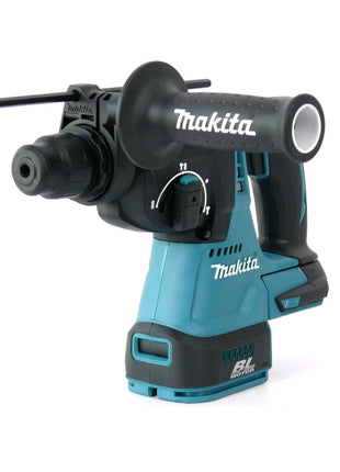 Taladro percutor inalámbrico Makita DHR 242 RFJ 18 V 2.0 J SDS-plus sin escobillas + 2x baterías 3.0 Ah + cargador + juego de taladro y cincel 11 piezas certificado PGM + Makpac.