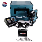 Taladro percutor inalámbrico Makita DHR 242 RFJ 18 V 2.0 J SDS-plus sin escobillas + 2x baterías 3.0 Ah + cargador + juego de taladro y cincel 11 piezas certificado PGM + Makpac.