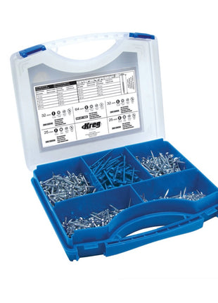 KREG Jig K5 Bohrschablone ( K5-EUR-SYS ) Taschenloch Holzverbindungssystem + Bohrschablone K5 + Sockel + Zubehör + 675 tlg. Schrauben Set + Systainer