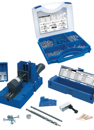 KREG Jig K5 Bohrschablone ( K5 ) Taschenloch-Holzverbindungssystem + Bohrschablone K5 + Sockel + Zubehör + 675 tlg. Schrauben Set