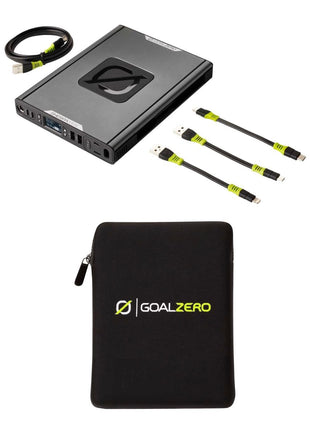 Goal Zero Sherpa 100 AC Batterie portative + Chargeur USB C 6,4 Ah - 14,8 V + Étui de protection pour batterie