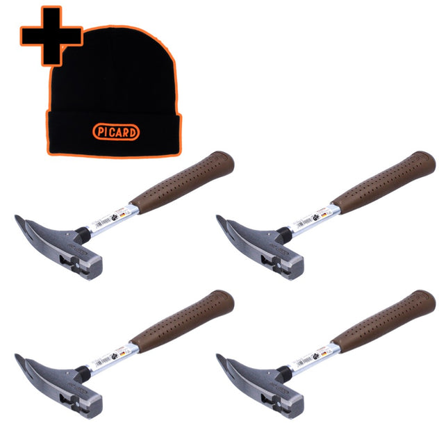 Picard 298 Set 4x Latthammer glatt 600 g ( 4x 0029800 ) + Wintermütze Schwarz Universalgröße