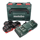 Metabo Set de base - 3x Batteries 18 V 10,0 Ah LIHD + Chargeur double + Coffret metaBOX