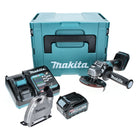 Makita GA 005 GD101 Akku Winkelschleifer 40 V max. 125 mm Brushless  XGT + 1x Akku 2,5 Ah + Ladegerät + Absaughaube + Makpac