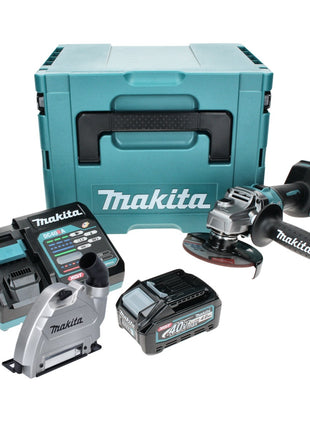 Makita GA 005 GM101 Akku Winkelschleifer 40 V max. 125 mm Brushless  XGT + 1x Akku 4,0 Ah + Ladegerät + Absaughaube + Makpac