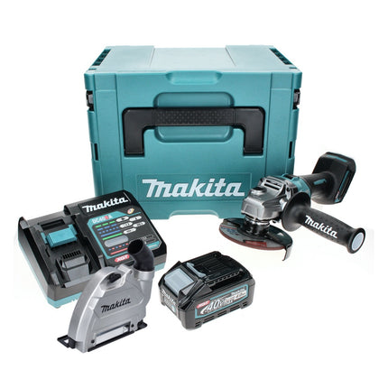 Makita GA 008 GM101 Akku Winkelschleifer 40 V max. 125 mm Brushless  XGT + 1x Akku 4,0 Ah + Ladegerät + Absaughaube + Makpac