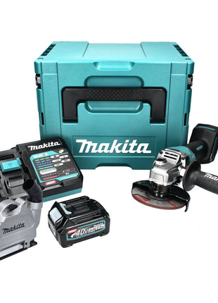 Makita GA 013 GD101 Akku Winkelschleifer 40 V max. 125 mm Brushless  XGT + 1x Akku 2,5 Ah + Ladegerät + Absaughaube + Makpac