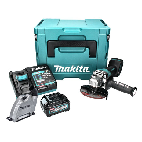 Makita GA016GD101 Meuleuse d'angle sans fil 125 mm 40V max. Brushless XGT + 1x Batterie 2,5 Ah + Chargeur + Capot d'aspiration + Coffret Makpac