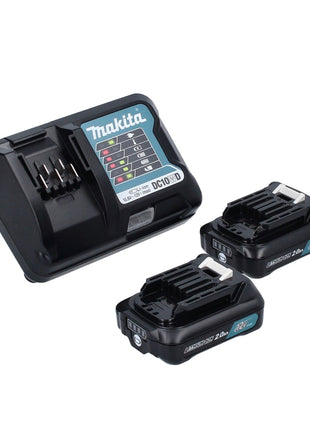 Makita HP 333 DWAE Akku Schlagbohrschrauber 12 V 30 Nm + 2x Akku 2,0 Ah + Ladegerät + 101 tlg. Bit Bohrer Set + Koffer - Toolbrothers