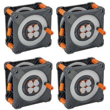 Brennenstuhl professionalLINE Set 4x Kabeltrommel mit Rundum Überrollschutz ( 4x 9202330100 ) 33 m 4 Steckdosen IP44 BGI 608