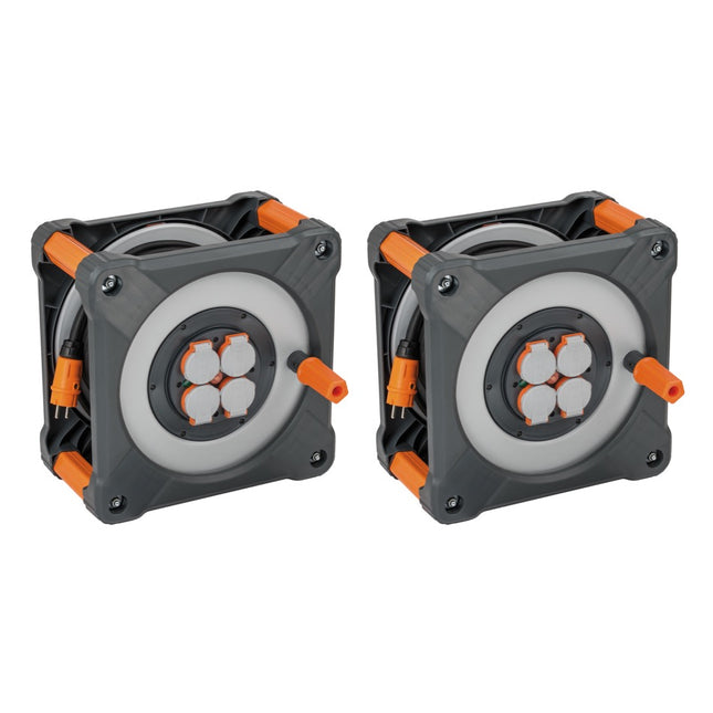 Brennenstuhl professionalLINE Set 2x Kabeltrommel BQ mit Rundum Überrollschutz ( 2x 9201500200 ) 50 m 4 Steckdosen IP44 BGI 608