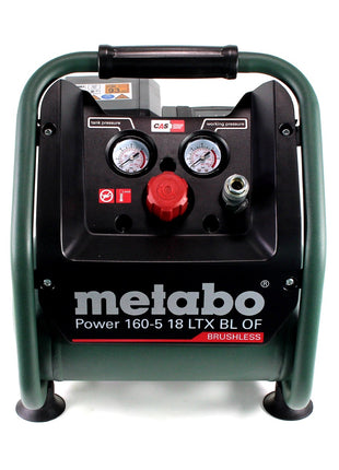 Compresseur à batterie Metabo Power 160-5 18 LTX BL OF 18 V 8,0 bar sans balais + 1x batterie 10,0 Ah - sans chargeur