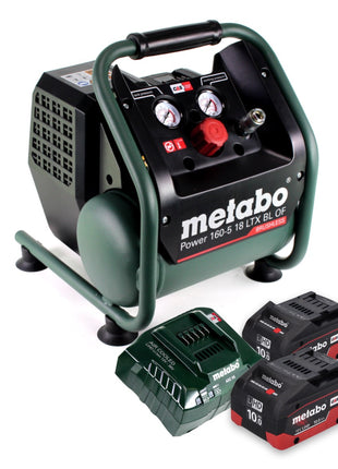 Compresseur à batterie Metabo Power 160-5 18 LTX BL OF 18 V 8,0 bar sans balais + 2x batterie 10,0 Ah + chargeur