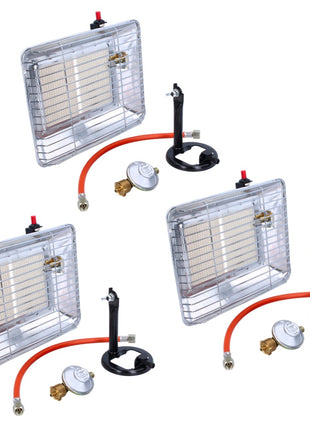 Rothenberger Industrial Set 3x Eco Piezo Gasheizstrahler ( 3x 35985 ) 2,7 kW - 4,2 kW für Propangasflaschen 5 kg und 11 kg