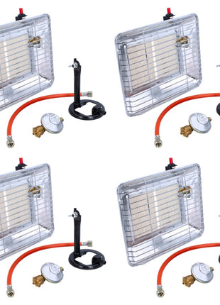 Rothenberger Industrial Set 4x Eco Piezo Gasheizstrahler ( 4x 35985 ) 2,7 kW - 4,2 kW für Propangasflaschen 5 kg und 11 kg