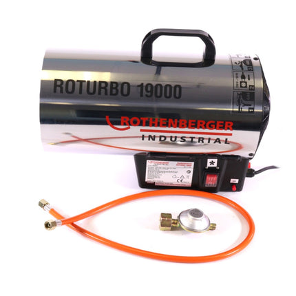 Rothenberger Industrial Set 2x RoTurbo 19000 Heizkanone + Piezo-Zündung + Schlauch + Regler ( 2x 1500000051 ) 980 °C Flamme