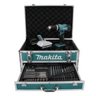 Makita HP 457 DWX4 Akku Schlagbohrschrauber 18 V 42 Nm G-Serie + 1x Akku 1,5 Ah + Ladegerät + 70 tlg. Bit Bohrer Set + Koffer