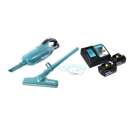 Aspiratore a batteria Makita DCL 182 RG 18 V + 2x batteria ricaricabile 6,0 Ah + caricabatterie