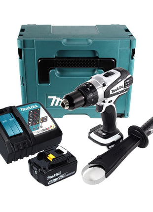 Makita DDF 458 RG1J W Akku Bohrschrauber 18 V 91 Nm Weiß + 1x Akku 6,0 Ah + Ladegerät + Makpac