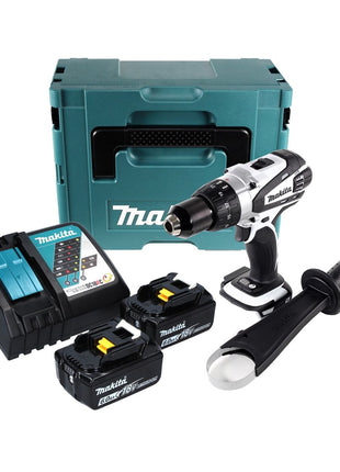 Makita DDF 458 RGJ W Akku Bohrschrauber 18 V 91 Nm Weiß + 2x Akku 6,0 Ah + Ladegerät + Makpac