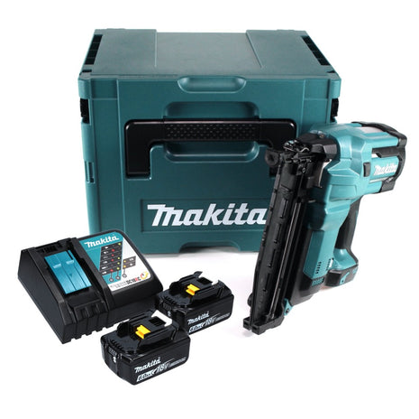 Clavadora con cabezal de batería Makita DBN 600 RGJ 18 V + 2x baterías 6,0 Ah + cargador + Makpac