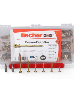 Fischer Power-Fast Box 245 tlg. 3,5 - 5 mm ( 667005 ) Senkkopf mit Torx Doppelgewinde galvanisch verzinkt, gelb passiviert