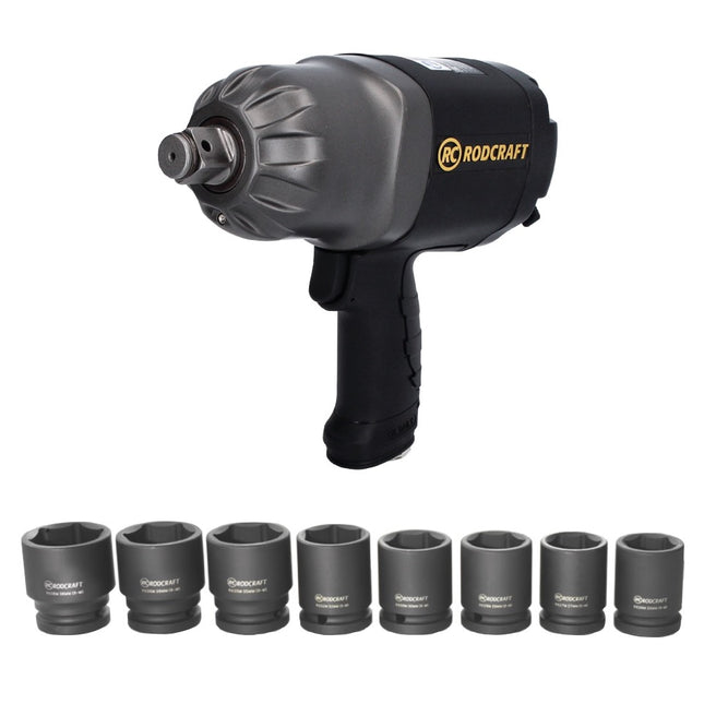 Rodcraft RC2377 Schlagschrauber 1950 Nm 3/4" + RS618 Stecknuss Set 8 tlg Chrom Molybdän Stahl
