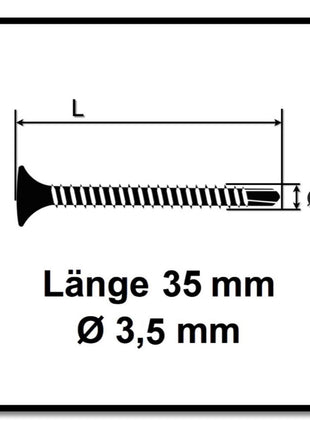 SPAX GIX-D Schnellbauschrauben 3,5 x 35 mm 5000 Stk ( 5x 1991170350356 ) Bohrspitze Phosphatiert Vollgewinde Trompetenkopf Kreuzschlitz H2