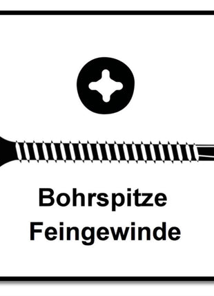 SPAX GIX-D Schnellbauschrauben 3,5 x 35 mm 5000 Stk ( 5x 1991170350356 ) Bohrspitze Phosphatiert Vollgewinde Trompetenkopf Kreuzschlitz H2