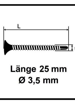 SPAX GIX-D Schnellbauschrauben 3,5 x 25 mm 5000 Stk ( 5x 1991170350256 ) Bohrspitze Vollgewinde Trompetenkopf Kreuzschlitz H2