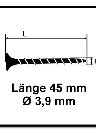 SPAX GIX-B Schnellbauschrauben 3,9 x 45 mm 2000 Stk ( 2x 1891170390456 ) Vollgewinde Trompetenkopf Nadelspitze Kreuzschlitz H2