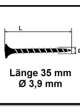 SPAX GIX-B Schnellbauschrauben 3,9 x 35 mm 5000 Stk ( 5x 1891170390356 ) Nadelspitze Vollgewinde Trompetenkopf Nadelspitze Kreuzschlitz H2