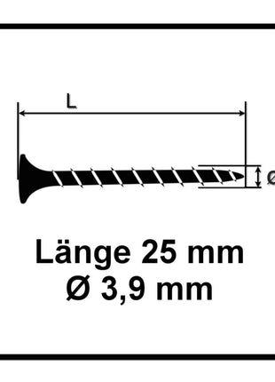 SPAX GIX-B Schnellbauschrauben 3,9 x 25 mm 2000 Stk ( 2x 1891170390256 ) Vollgewinde Trompetenkopf Nadelspitze Kreuzschlitz H2