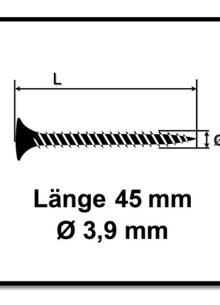 SPAX GIX-A Schnellbauschrauben 3,9 x 45 mm 2000 Stk ( 2x 1091170390456 ) Vollgewinde Trompetenkopf Kreuzschlitz H2 Nadelspitze Phosphatiert