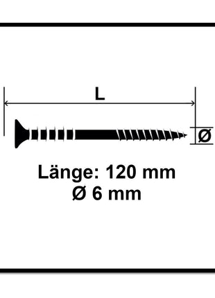 SPAX Vis d'ajustement 6,0 x 130 mm - Filetage avec rainures de maintien - Tête plate - T-STAR Plus - 4Cut - WIROX - 500pcs. (5x 161010601305)