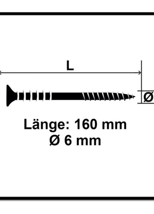 Vis de réglage SPAX 6,0 x 160 mm 200 pièces (2x 161010601605) filetage de réglage avec rainures de retenue tête plate T-STAR Plus 4Cut WIROX