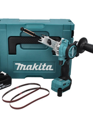 Makita DBS 180 T1J Akku Bandfeile 18 V 9 x 533 mm Brushless + 1x Akku 5,0 Ah + Makpac - ohne Ladegerät