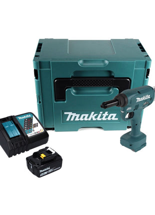 Makita DRV 250 RT1J outil de pose de rivets aveugles sur batterie 18 V 20 kN sans balais + 1x batterie 5,0 Ah + chargeur + Makpac