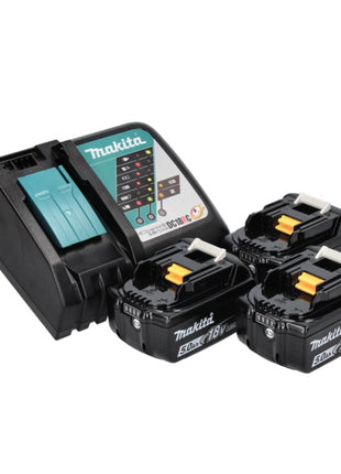 Makita DLX 2334 J kit combiné batterie 18 V avec DHP 485 50 Nm brushless + DGA 504 125 mm brushless + 3x batterie 3,0 Ah + chargeur + Makpac