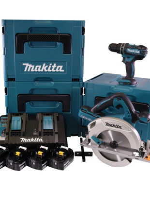 Makita DLX 2140 PMJ kit combinado de baterías 18 V con DHP 482 62 Nm + DHS 710 190 mm + 4x baterías 4.0 Ah + cargador doble + 3x Makpac