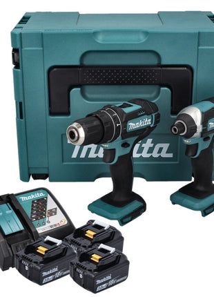 Makita DLX 2131 JX1 Akku Kombo Kit 18 V mit DHP 482 62 Nm + DTD 152 165 Nm + 3x Akku 3,0 Ah + Ladegerät + Makpac