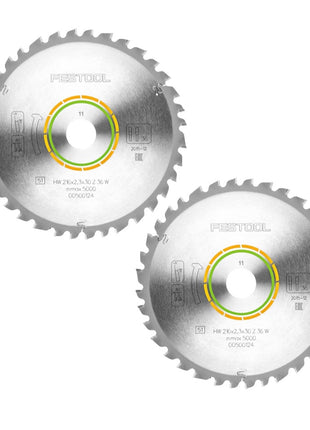Festool Universal Kreissägeblatt Set 2x HW 216 x 30 x 2,3 mm W36 216 mm 36 Zähne ( 2x 500124 ) - Toolbrothers