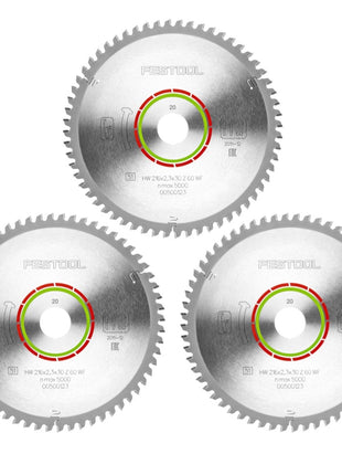 Festool Spezial Kreissägeblatt Set 3x HW 216 x 30 x 2,3 mm WZ/FA60 216 mm ( 3x 500123 ) 60 Zähne - Toolbrothers