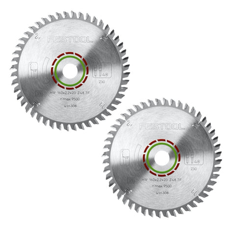 Festool Spezial Kreissägeblatt Set 2x HW 160 x 2,2 x 20 mm TF48 160 mm ( 2x 496308 ) 48 Zähne - Toolbrothers
