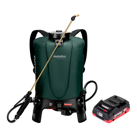 Pulvérisateur à dos à batterie Metabo RSG 18 LTX 15 18 V 15 L 3,0 bar + 1x batterie 4,0 Ah - sans chargeur